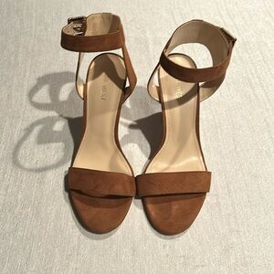 Nine West Open Toed Suede Wood Heels